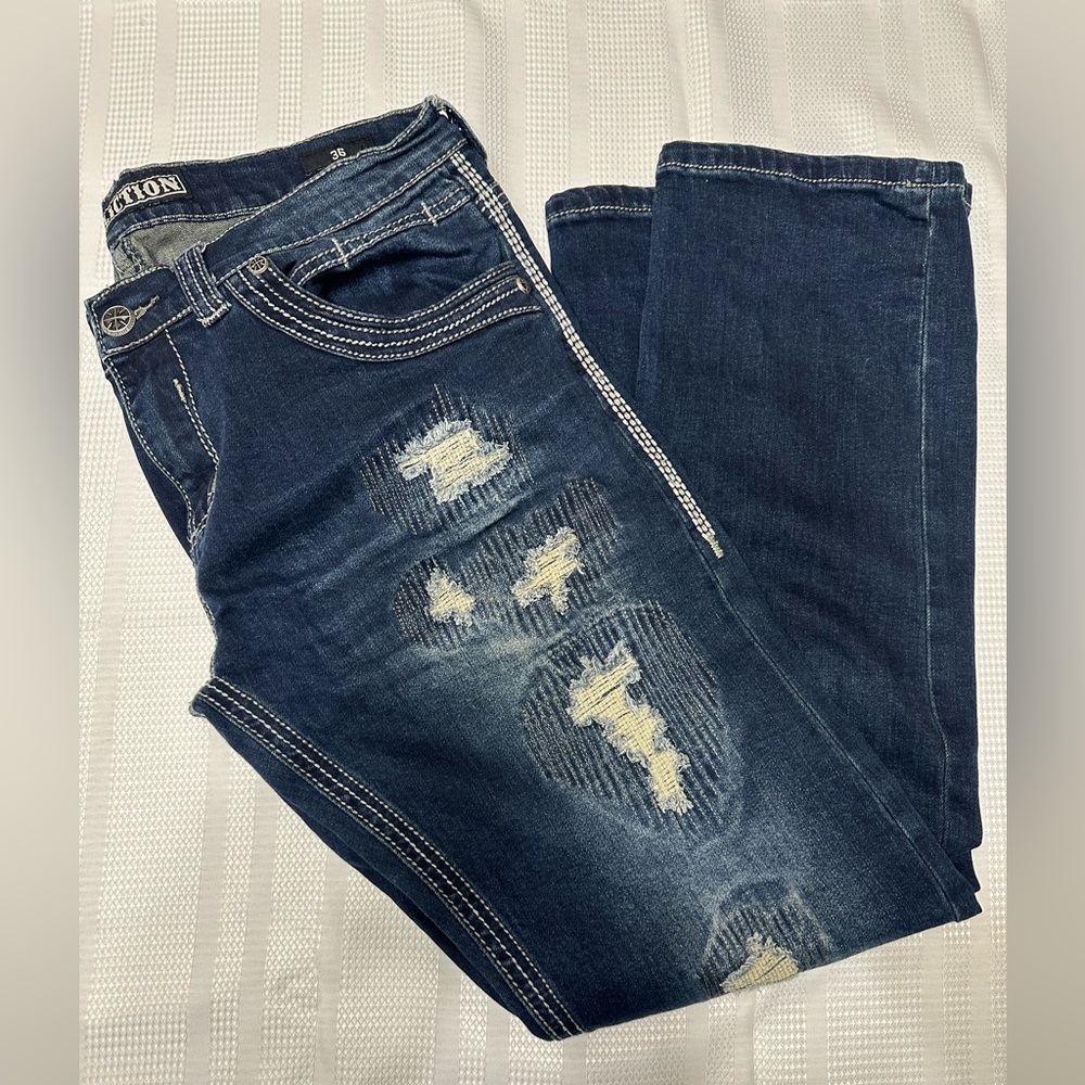 Affliction Navy Distressed Men's Jeans